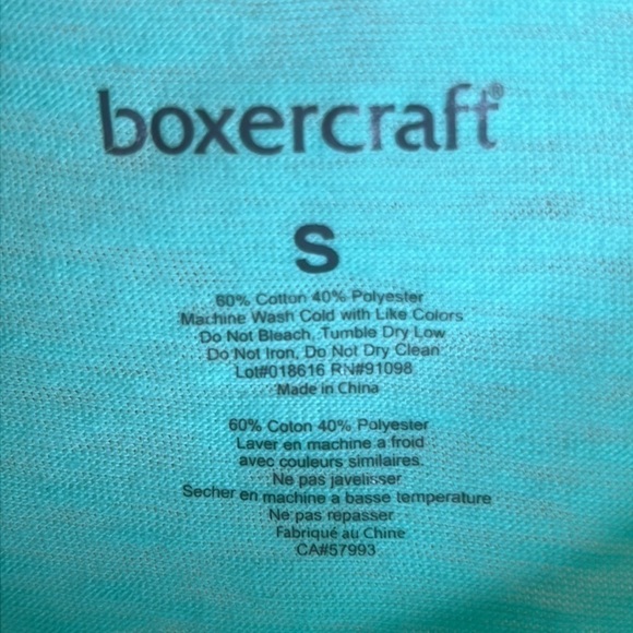 BOXERCRAFT SMALL MINT GREEN PAJAMA TOP LOVE WITH PLAID TRIM - Picture 5 of 5